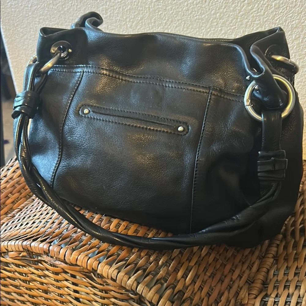 B.Makowsky Black Slouchy Shoulder Bag with Silver Hardware. - Picture 5 of 15